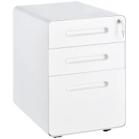 Vinsetto Lockable File Cabinet with 3 Drawers, Vertical Office Drawer for A4, Letter, Legal Size, Anti-tilt Design, Pre-Assembled Body, White(m-11)