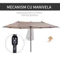 Umbrela dubla de soare, 460x270x240cm, Cafea Outsunny(m-5)