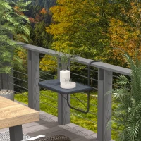Outsunny Balkon Hangtafel, inklapbaar, in hoogte verstelbaar, aluminium frame, kunststof tafelblad, houtlook, zwart(m-10)