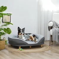 PawHut Hundebett für Hunde bis 25 kg, abnehmbarer Bezug, rutschfeste Füße, 90 x 78 x 25 cm, Grau(m-2)