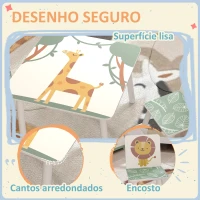 AIYAPLAY Mesa e Cadeiras para Crianças de 3 Peças Mesa Infantil com 2 Cadeiras em Madeira com Desenhos de Leões Verde(m-6)