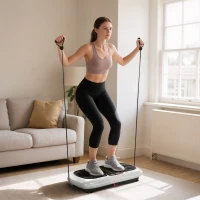 HOMCOM Trilplaat met 99 Niveaus, 2 Fitnessbanden 73 x 40 x 13cm Wit+Zwart(m-2)