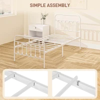 HOMCOM Single Minimalistic Metal Bed Frame - White(m-7)