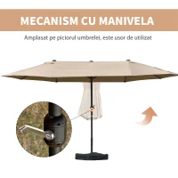 Outsunny Umbrele de Gradina Dublă 460x270cm, Manuală, pentru Grădină, Familie, Negru(m-7)