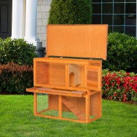 PawHut dwergkonijnenhok hok voor kleine dieren 90 x 45 x 80 cm(m-10)