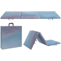 HOMCOM 6FT Foldable Gymnastics Mat, Tri-Fold 2" Thick Crash Mat with Carry Strap Handles for Home Training, Sky Blue(m-7)