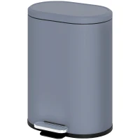 HOMCOM Bidone della spazzatura da 6L a pedale, in metallo, con secchiello interno e coperchio a chiusura morbida, 24,5x21,5x29,5cm, Grigio(m-6)