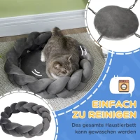 PawHut Huisdierbed met kussen, kattenbed, hondenmand, wasbaar, 55 cm x 55 cm x 14 cm, grijs(m-5)