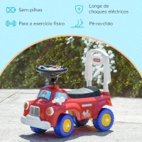 AIYAPLAY Carro Andador para Crianças com Desenho de Camião de Bombeiros 3 Luzes Música e Compartimento de Arrumação 49x24x42 cm Vermelho(m-8)