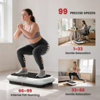 HOMCOM Trilplaat met 99 Niveaus, 2 Fitnessbanden 73 x 40 x 13cm Wit+Zwart(m-5)