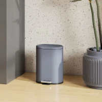 HOMCOM 6L Kitchen Bin, Metal Pedal Bin with Inner Bucket, Soft-Close Lid, 24.5x21.5x29.5cm, Gray(m-2)