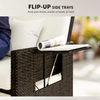 Outsunny Poly-rotan loungebank 2-zits set ligstoel kruk bruin(m-9)