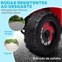 HOMCOM Quadriciclo Elétrico para Crianças com Reboque Bateria 6V de 18-36 Meses com Velocidade 2,5 km/h 106x41,5x48,5 cm Vermelho(m-7)