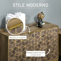 Dulap de decor modern HOMCOM, bufet de depozitare cu 2 usi si picioare din otel auriu, pentru living, sufragerie(m-5)