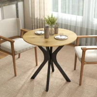 HOMCOM Stół do jadalni Stół kuchenny Okrągły stół, Nowoczesny design, 78 cm x 78 cm x 75 cm, Naturalne drewno(m-7)