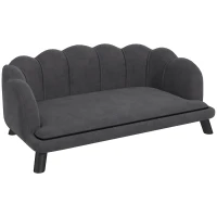 PawHut Hundesofa Hundecouch, Waschbarer Bezug, Haustiersofa mit Rückenlehne und Holzbeine, Katzensofa, für mittelgroße Hunde unter 25 kg, Dunkelgrau(m-10)