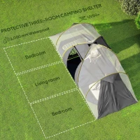 Outsunny Four-Man Tunnel Tent, with Two Bedrooms and Living Room - Grey/Yellow(m-4)