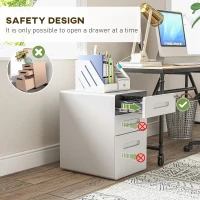 Vinsetto Lockable File Cabinet with 3 Drawers, Vertical Office Drawer for A4, Letter, Legal Size, Anti-tilt Design, Pre-Assembled Body, White(m-8)