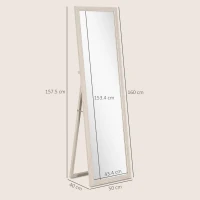 HOMCOM Specchio a figura intera 160 x 50 cm, versatile, design rettangolare con cornice, Bianco(m-3)
