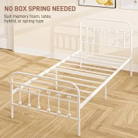 HOMCOM Single Minimalistic Metal Bed Frame - White(m-6)