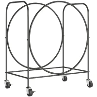 Outsunny Porte-bûches Extérieur Métallique pour Cheminée avec Roues pour Intérieur et Extérieur 51x30x60 cm Noir(m-7)