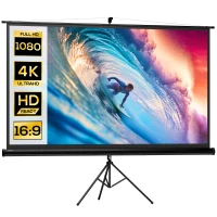HOMCOM Telo Proiettore Pieghevole da 100" Formato 16:9 con Treppiede Regolabile, 235.8x8x136 cm, Nero(m-11)