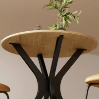 HOMCOM Stół do jadalni Stół kuchenny Okrągły stół, Nowoczesny design, 78 cm x 78 cm x 75 cm, Naturalne drewno(m-9)