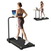 SPORTNOW Klappbares Laufband mit Neigung Unter dem Schreibtisch 2-in-1 mit 2,0 PS 6 km/h LED-Display Fernbedienung Schwarz(m-7)