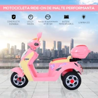 Homcom Motoreta Electrica Fetite 6V – Roz cu Lumini si Muzica(m-7)
