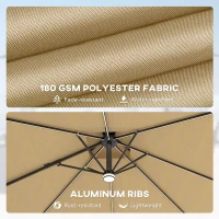 Outsunny 2.5m Cantilever Parasol with Solar Powered LED Lights, 360° Rotation, Tilt Adjustment, Crank Handle, Khaki(m-6)