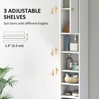 HOMCOM 178 cm Narrow Tall Bathroom Cabinet - White(m-5)
