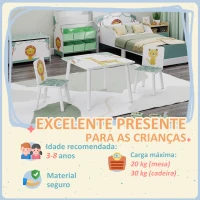 AIYAPLAY Mesa e Cadeiras para Crianças de 3 Peças Mesa Infantil com 2 Cadeiras em Madeira com Desenhos de Leões Verde(m-7)
