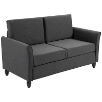 HomCom canapea 2 locuri, tapitata,141x70x78cm, gri(m-10)