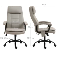 Vinsetto Silla de Oficina con Masaje Silla de Juego Ajustable en Altura Silla de Escritorio Ergonómica con Sensación de Lino Beige(m-3)