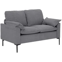 HOMCOM Sofá de 2 Plazas Tapizado en Terciopelo con Patas de Metal Reposabrazos Acolchado 130x77x84 cm Gris(m-6)