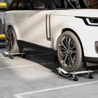 DURHAND Set di 2 Carrelli Sposta Auto in Metallo Antiscivolo con Ruote Girevoli e Bloccabili, Argento(m-7)