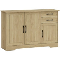 HOMCOM Modern Living Room Sideboard with 3 Doors 2 Drawers Adjustable Shelf for Dining Room Entryway 120x38x79 cm Natural