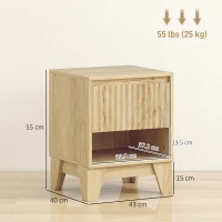 HOMCOM Set di 2 comodini stretti, con vano aperto e 1 cassetto, pannelli a scanalatura 43x40x55cm Legno naturale(m-3)