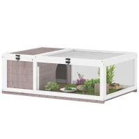 PawHut House enclosure cage habitat for small animal tortoises with 2 spaces 91 x 60.5 x 32 cm solid wood light brown(m-6)