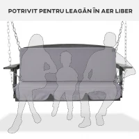 Outsunny Perne pentru exterior din spuma si poliester pentru balansoar de gradina, 3 locuri cu elemente de fixare, 2 bucati da 130x45x5 cm, gri inchis(m-4)
