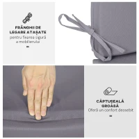 Outsunny Perne pentru exterior din spuma si poliester pentru balansoar de gradina, 3 locuri cu elemente de fixare, 2 bucati da 130x45x5 cm, gri inchis(m-5)