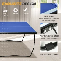 SPORTNOW 9FT Folding Tennis Table, with 8 Wheels, for Indoor Use, Blue(m-6)