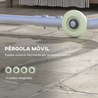 Outsunny Cenador de Jardín 3x3 m con Ruedas Protección UV 30+ Impermeable Sacos de Arena y Marco de Acero Gris Oscuro(m-4)