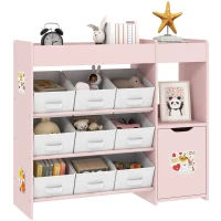 AIYAPLAY Aufbewahrungsregal für Kinder mit 9 Schubladen & Schrank, Rosa(m-7)