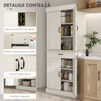 Homcom Bufet Bucatarie – Stil Colonial Lemn Alb 80×35×180 cm(m-6)