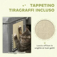 PawHut Casetta per Gatti Pieghevole a Cubo con Cuscino e Tappetino Tiragraffi, 36.5x36.5x36.5 cm, Grigio(m-4)