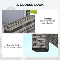 Outsunny 2-Seater Weather Resistant Outdoor Garden Rattan Sofa Chair Grey(m-6)