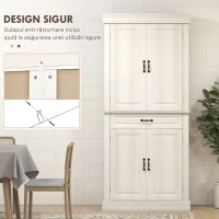 Homcom Bufet Bucatarie – Stil Colonial Lemn Alb 80×35×180 cm(m-5)