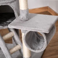 PawHut Floor to Ceiling Cat Tree for Indoor Cats, 240-260cm, Adjustable Height - Light Grey(m-11)