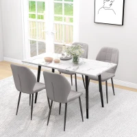 HOMCOM Set of Four Modern Style Flannel Dining Chairs - Light Grey(m-4)